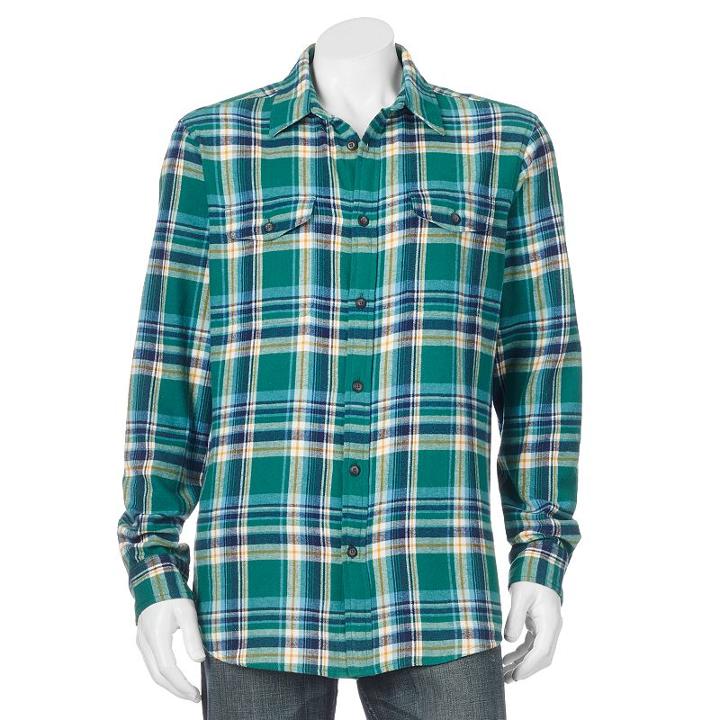 Big & Tall Sonoma Goods For Life&trade; Classic-fit Plaid Button-down Shirt, Men's, Size: 3xb, Med Green