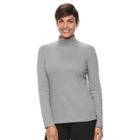 Women's Croft & Barrow&reg; Long Sleeve Turtleneck Top, Size: Small, Med Grey