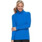 Women's Croft & Barrow&reg; Ribbed Turtleneck Sweater, Size: Xl, Med Blue