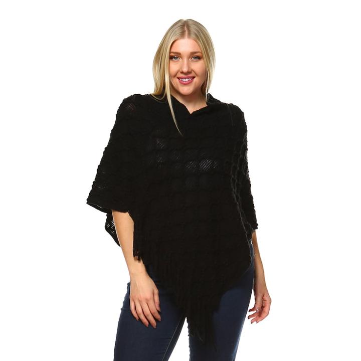 Plus Size White Mark Frostline Poncho, Women's, Black