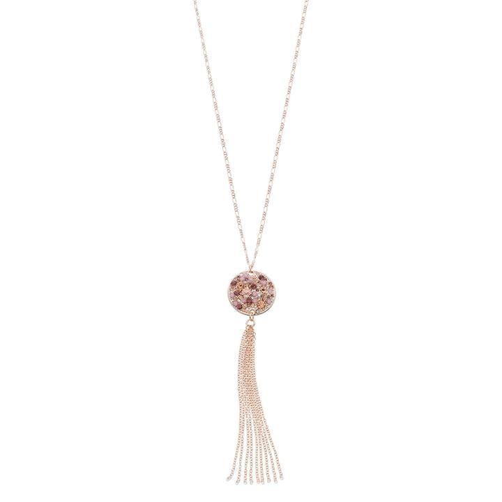Lc Lauren Conrad Round Pave Pendant & Tassel Necklace, Women's, Pink