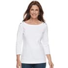 Women's Croft & Barrow&reg; Button-shoulder Boatneck Top, Size: Xxl, White