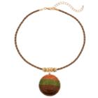 Leaf Colorblock Round Pendant Necklace, Women's, Multicolor