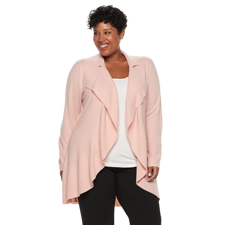 Plus Size Napa Valley Cascade Long Cardigan, Women's, Size: 1xl, Light Pink