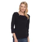 Petite Napa Valley Textured Sweater, Women's, Size: L Petite, Black
