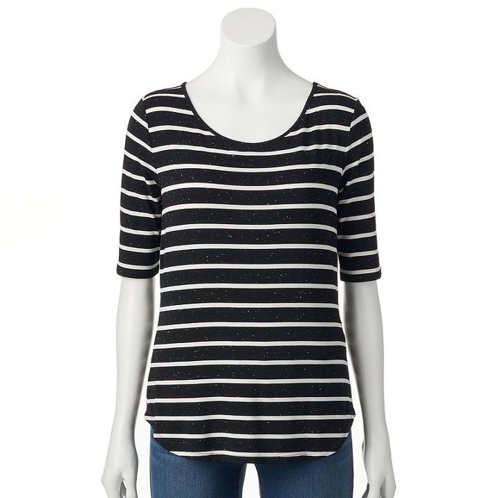 Women's Apt. 9&reg; Modern Essential Scoopneck Tee, Size: Small, Black