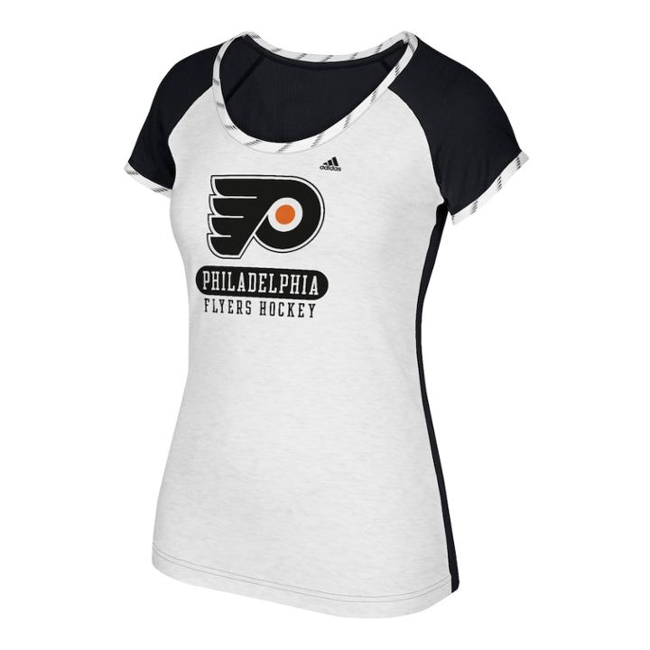 Women's Adidas Philadelphia Flyers Constructed Raglan Tee, Size: Xxl, White