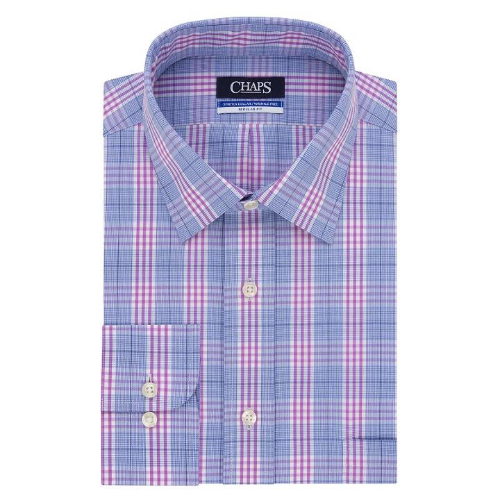 Men's Chaps Regular-fit Wrinkle-free Stretch Collar Dress Shirt, Size: 18.5-34/35, Purple Oth
