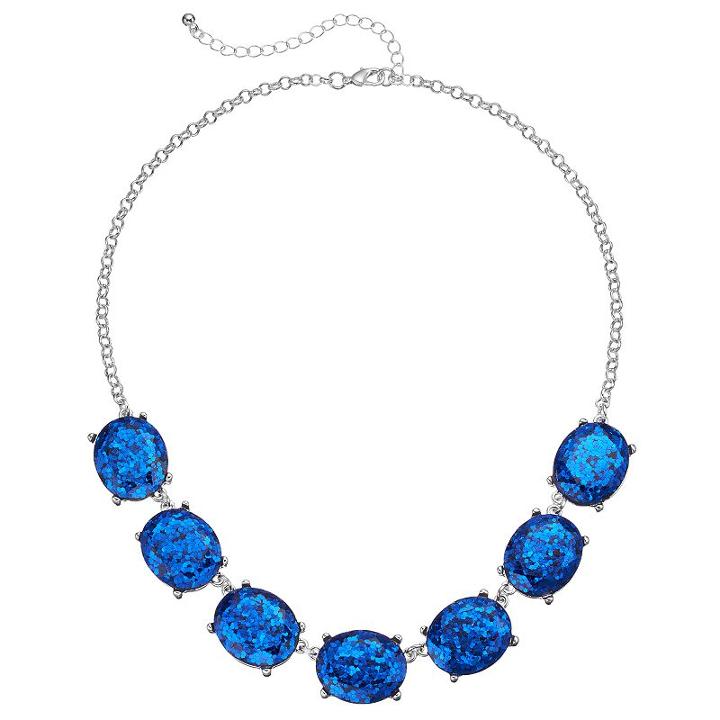 Blue Oval Stone Necklace, Women's, Med Blue