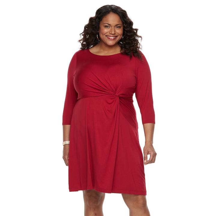 Plus Size Dana Buchman Waist Twist Dress, Women's, Size: 1xl, Med Red