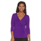 Women's Dana Buchman Printed Faux-wrap Top, Size: Large, Purple
