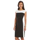 Chaps Colorblock Lace Sheath Dress - Women's, Size: Large, Black