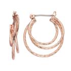 Lc Lauren Conrad Twisted Triple Hoop Earrings, Women's, Med Pink