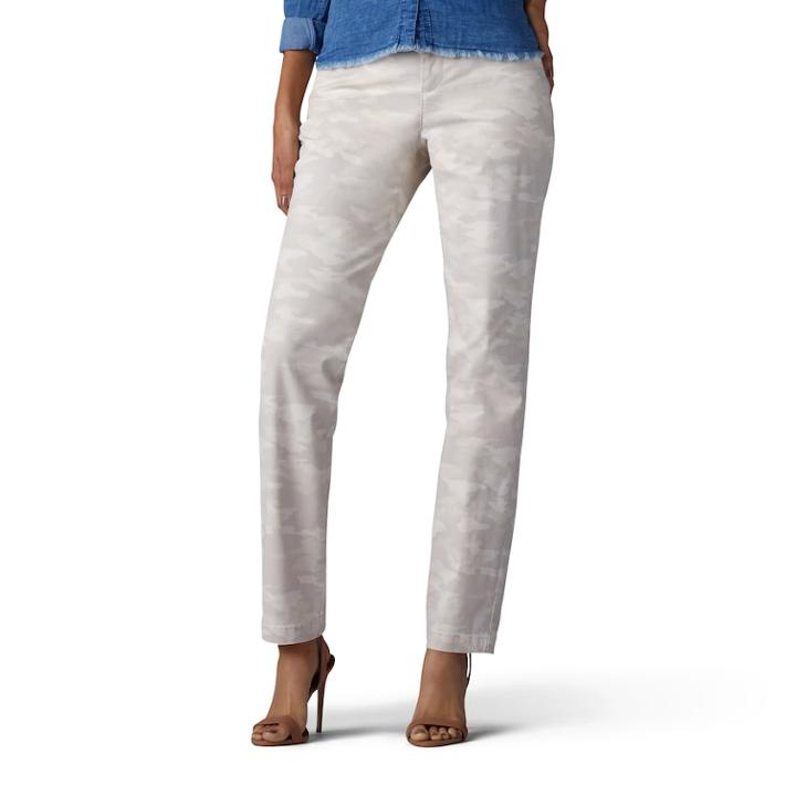 Women's Lee Straight-leg Tailored Chino Pants, Size: 4 - Regular, Cream Camo
