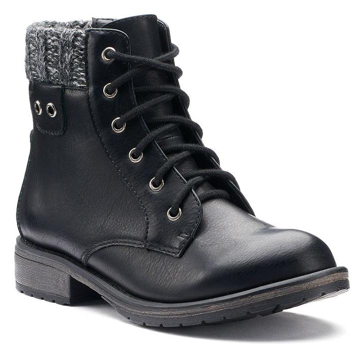 So&reg; Skipper Girls' Combat Boots, Size: 13, Black
