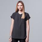 Petite Simply Vera Vera Wang Essential Popover Top, Women's, Size: S Petite, Grey