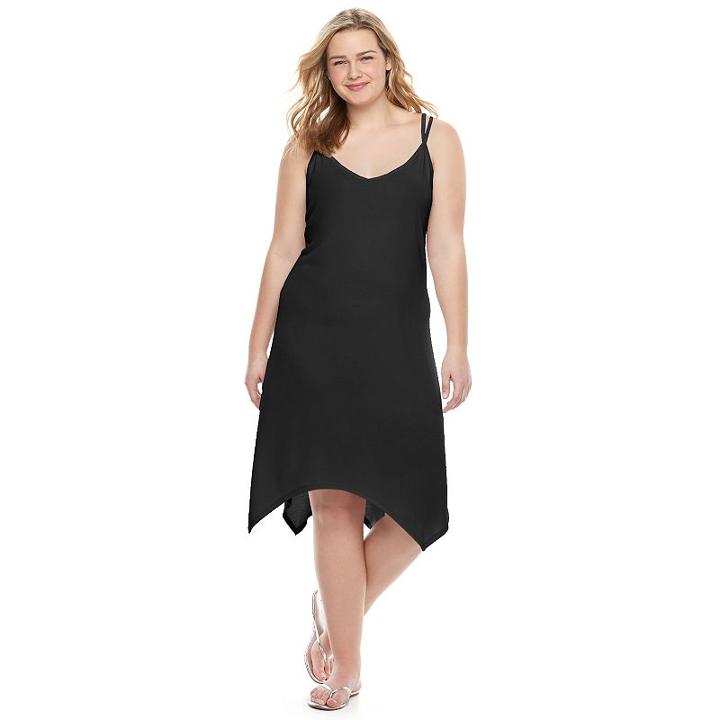 Juniors' Plus Size Mudd&reg; Handkerchief-hem Trapeze Dress, Girl's, Size: 3xl, Black
