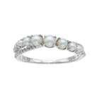 Pearlustre By Imperial Sterling Silver Freshwater Cultured Pearl & White Topaz Graduated Ring, Women's, Size: 5