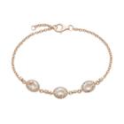 14k Rose Gold Over Silver Morganite & White Zircon Oval Halo Bracelet, Women's, Size: 7, Pink