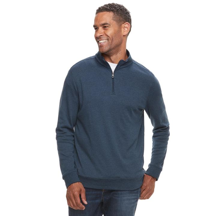 Men's Croft & Barrow&reg; Classic-fit Easy-care Interlock Quarter-zip Pullover, Size: Small, Dark Blue