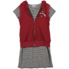 Girls 7-16 Speechless Hooded Vest & Striped Dress Set, Size: 14, Med Red