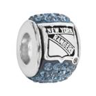 Logoart New York Rangers Sterling Silver Crystal Logo Bead - Made With Swarovski Crystals, Women's, Blue