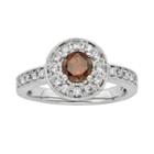 Certified Brown And White Diamond Halo Engagement Ring In 14k White Gold (1 Ct. T.w.), Women's, Size: 6