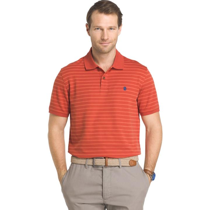 Men's Izod Sportflex Classic-fit Feeder-striped Performance Polo, Size: Medium, Brt Red