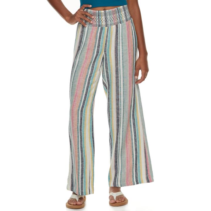 Juniors' Indigo Rein Linen Beach Pant, Teens, Size: Large, Pink