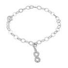 Cubic Zirconia Sterling Silver Infinity Charm Bracelet, Women's, Size: 7.5, White