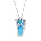 Lab-created Blue Opal Sterling Silver Turtle & Flip-flop Pendant Necklace, Women's, Size: 18