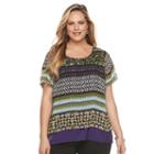 Plus Size Dana Buchman Split Back Layered Top, Women's, Size: 1xl, Green