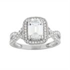 Cubic Zirconia Tiered Halo Engagement Ring In 10k White Gold, Women's, Size: 5
