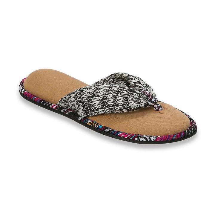 Dearfoams Women's Summer Knit Thong Slippers, Size: Xl, Black