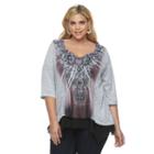 Plus Size World Unity Sublimation Shark-bite Top, Women's, Size: 1xl, Grey