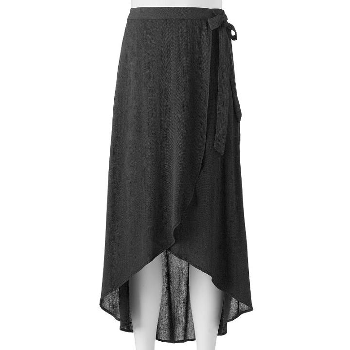 Juniors' Joe B Solid Tie Side Maxi Skirt, Girl's, Size: Xs, Black