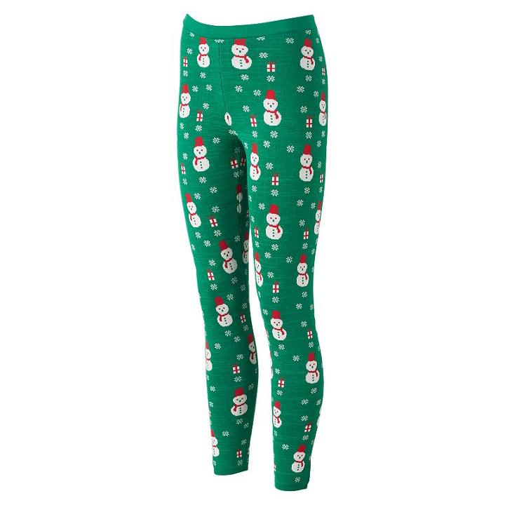 Juniors' It's Our Time Graphic Holiday Leggings, Girl's, Size: Small, Green Oth