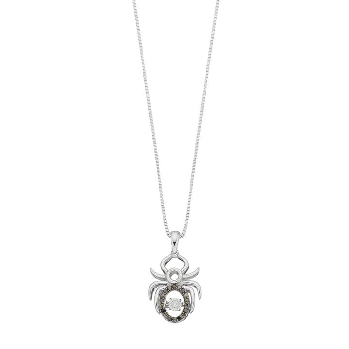 Sterling Silver 1/10 Carat T.w. Black & White Diamond Spider Pendant Necklace, Women's, Size: 18