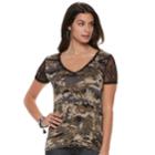 Women's Rock & Republic&reg; Embellished Lace Tee, Size: Xl, Dark Green