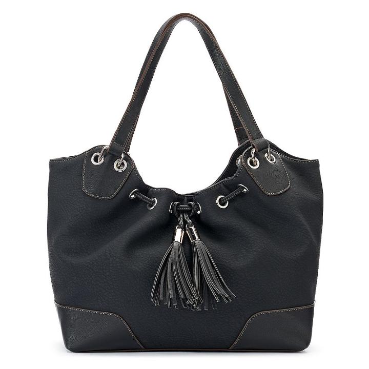 Chaps Sienna Drawstring Hobo, Women's, Black