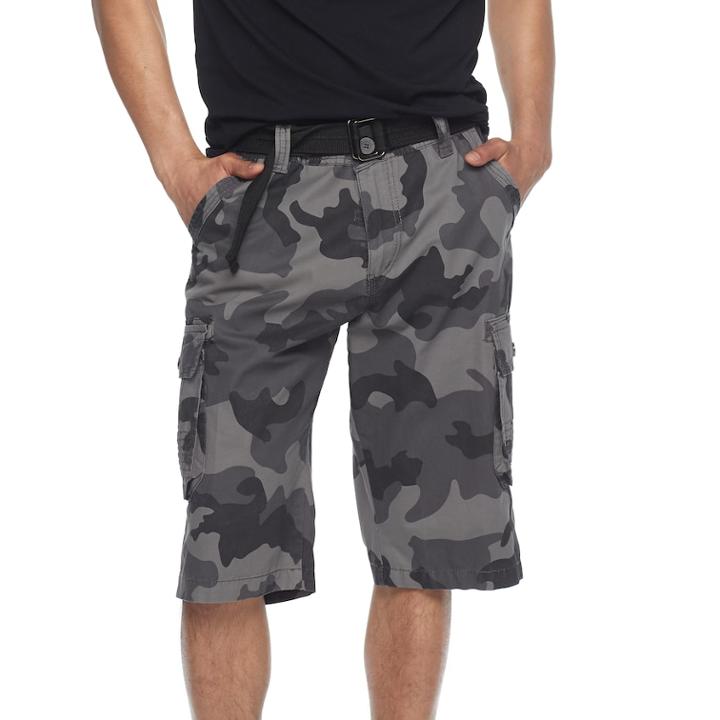 Men's Rawx Regular-fit Belted Cargo Shorts, Size: 34, Grey (charcoal)