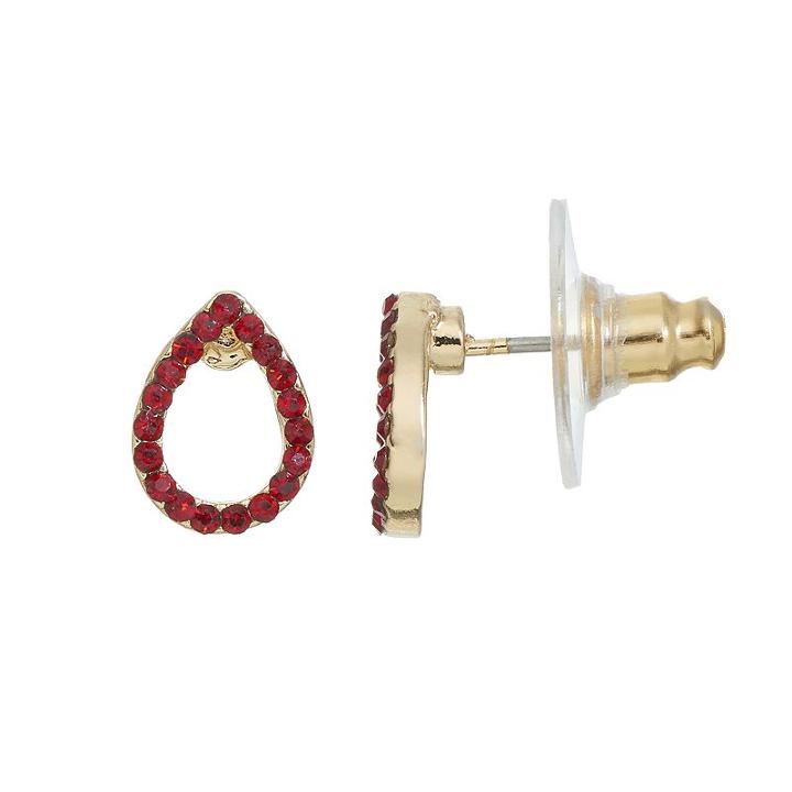 Lc Lauren Conrad Red Pave Teardrop Earrings, Women's
