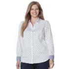 Plus Size Chaps Printed No-iron Sateen Shirt, Women's, Size: 3xl, White Oth