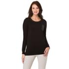 Women's Haggar High-low Slit Sweater, Size: Xl, Black