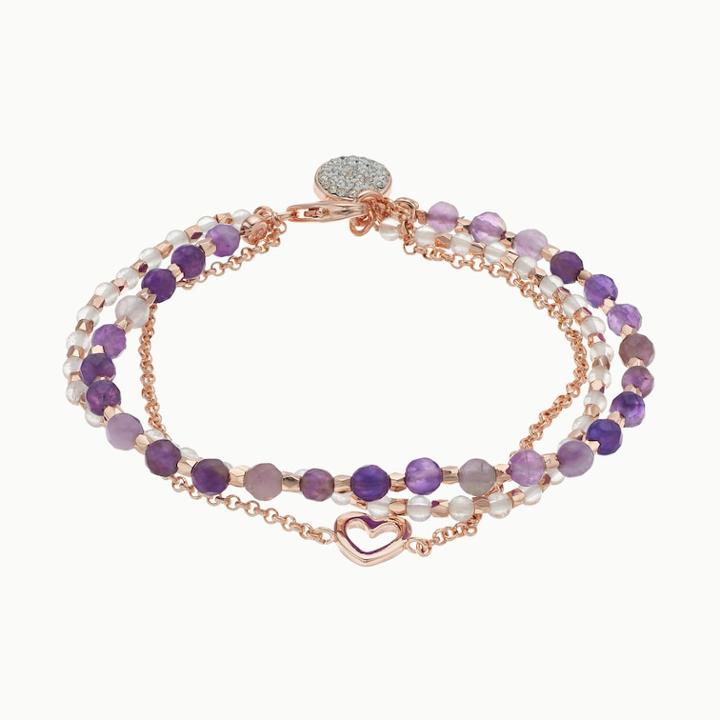 Amethyst 3-strand Heart Bracelet, Women's, Purple