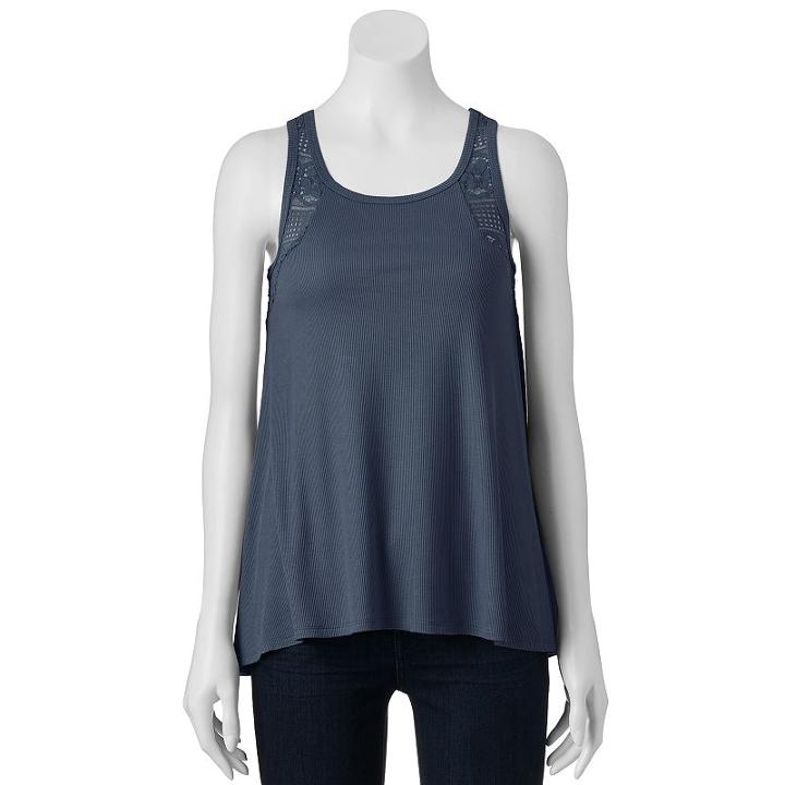 Juniors' Pink Republic Lace Back Tank, Girl's, Size: Small, Med Blue