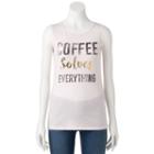 Juniors' Coffee Solves Everything Muscle Graphic Tank, Girl's, Size: Medium, Purple