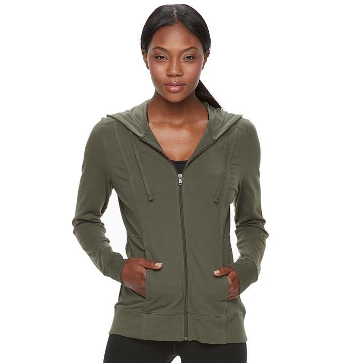 Women's Tek Gear&reg; Dry Tek Long Sleeve Hoodie, Size: Large, Dark Green