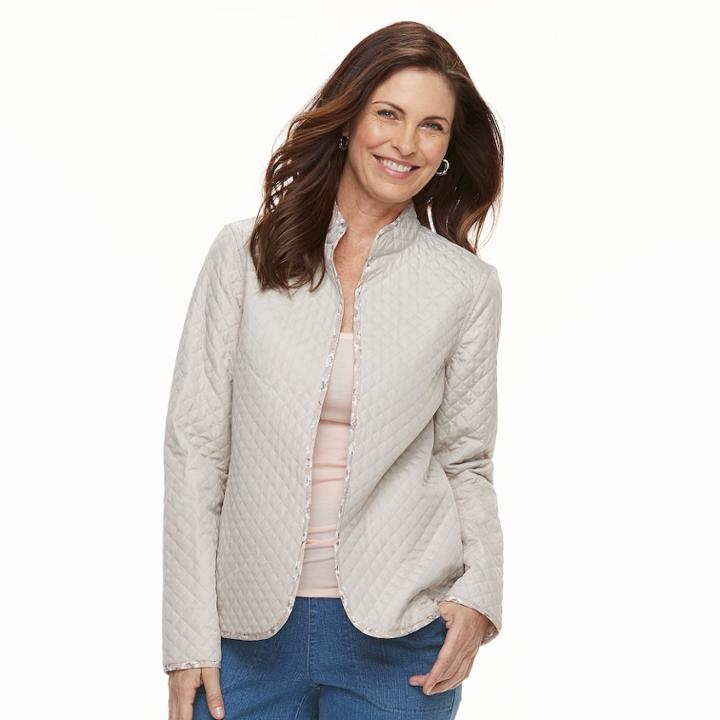 Women's Croft & Barrow&reg; Quilted Reversible Jacket, Size: Small, Lt Brown