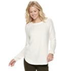Women's Sonoma Goods For Life&trade; Cable Knit Yoke Crewneck Sweater, Size: Medium, White